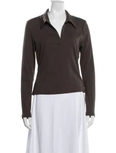 Pre-owned Veronica Beard Long Sleeve Polo In Brown
