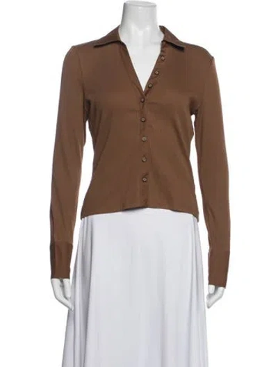Pre-owned Veronica Beard Long Sleeve Polo In Brown