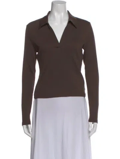 Pre-owned Veronica Beard Long Sleeve Polo W/ Tags In Brown