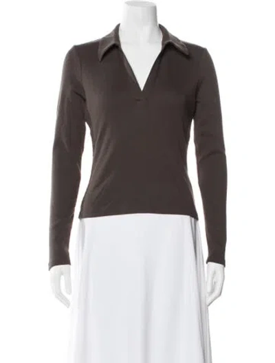 Pre-owned Veronica Beard Long Sleeve Polo W/ Tags In Brown