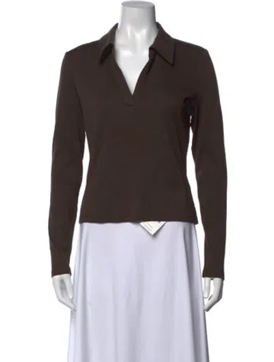 Pre-owned Veronica Beard Long Sleeve Polo W/ Tags In Brown