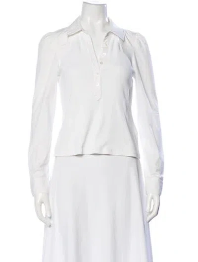 Pre-owned Veronica Beard Long Sleeve Polo In White