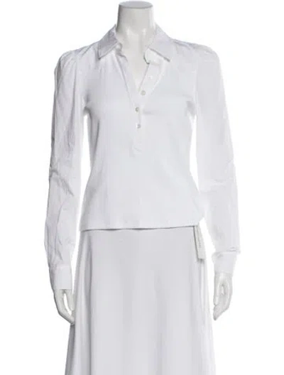 Pre-owned Veronica Beard Long Sleeve Polo In White