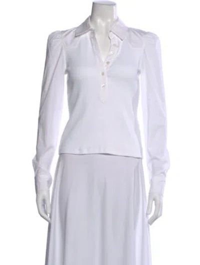 Pre-owned Veronica Beard Long Sleeve Polo In White