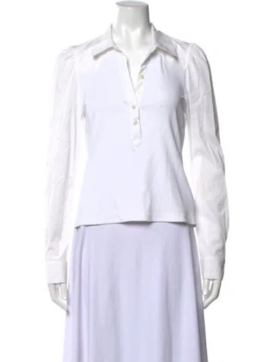 Pre-owned Veronica Beard Long Sleeve Polo In White