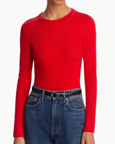 Veronica Beard Long Sleeve Pruitt Tee In Poppy In Red