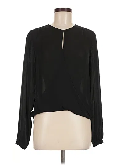 Pre-owned Veronica Beard Long Sleeve Silk Top Black Keyhole Neckline Tops
