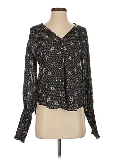 Pre-owned Veronica Beard Long Sleeve Silk Top Black Sweetheart Neckline Tops