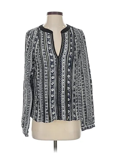 Pre-owned Veronica Beard Long Sleeve Silk Top Blue Plunge Neckline Tops