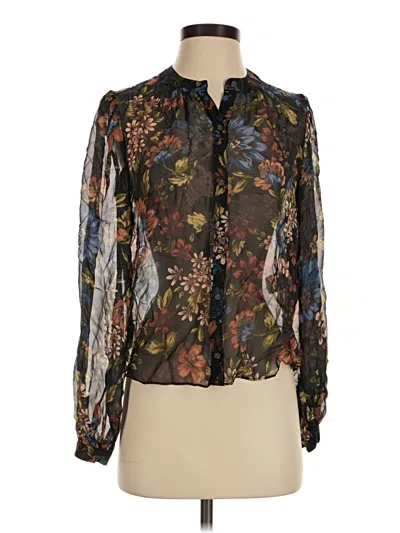 Pre-owned Veronica Beard Long Sleeve Silk Top Brown Mock Neckline Tops