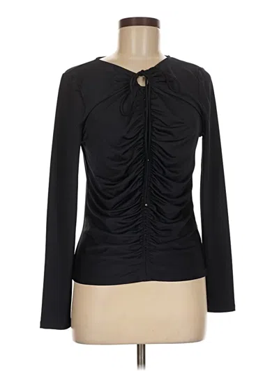 Pre-owned Veronica Beard Long Sleeve Top Black Keyhole Neckline Tops