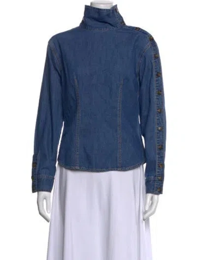 Pre-owned Veronica Beard Long Sleeve Top In Blue