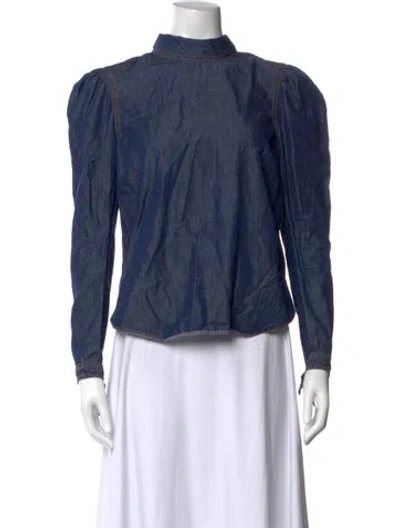 Pre-owned Veronica Beard Long Sleeve Top In Blue