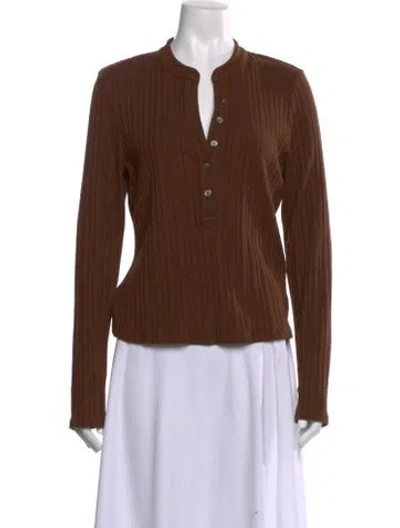 Pre-owned Veronica Beard Long Sleeve Top In Brown