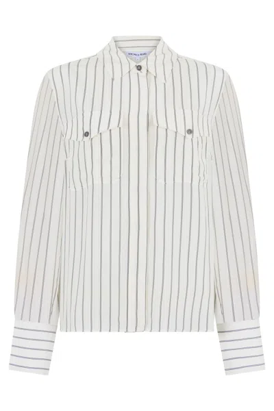 Veronica Beard Long-sleeve Striped Shirt In Ivory