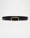 Veronica Beard Loop Croc-embossed Belt In Black