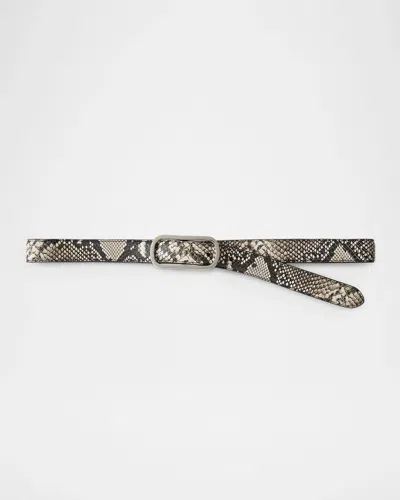 Veronica Beard Loop Snake-embossed Leather Belt In Natural Mu