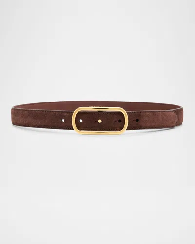 Veronica Beard Loop Suede Belt In Brown