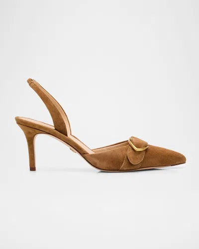 Veronica Beard Loralyn Suede Slingback Pumps In Brown