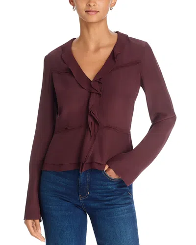 Veronica Beard Loralynn Ruffled Viscose Blouse In Burgundy