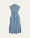 Veronica Beard Loreta Belted Denim Midi Dress In Starlight