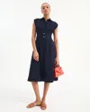 Veronica Beard Loreta Belted Linen Dress In Navy In Blue