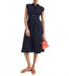 Veronica Beard Loreta Belted Linen Dress In Navy In Blue