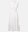 Veronica Beard Loreta Belted Linen Midi Dress In White