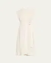 Veronica Beard Loreta Belted Linen Shirtdress In Off White