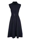 Veronica Beard Linen Loretta Midi Dress In Blue