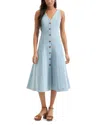 Veronica Beard Button-front Sleeveless Midi Dress In Blue