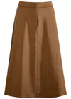 Veronica Beard Louise Faux Leather Midi Skirt In Caramel