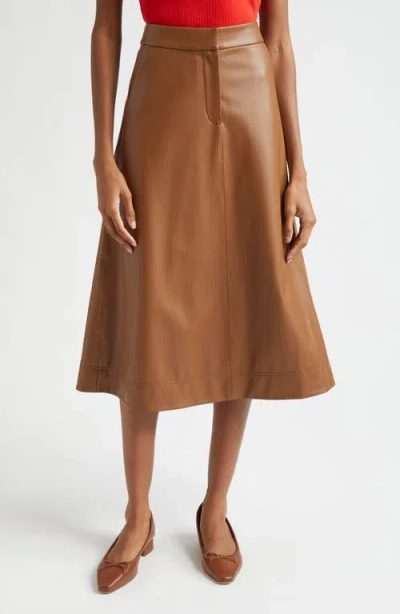 Veronica Beard Louise Faux Leather Skirt In Whisky