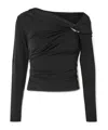 Veronica Beard Lozea Asymmetric Embellished Stretch-mesh Top In Black