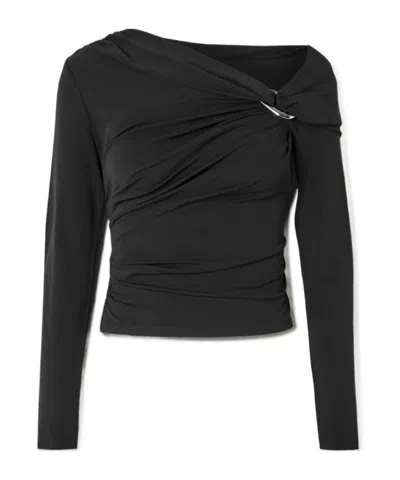 VERONICA BEARD LOZEA ASYMMETRIC EMBELLISHED STRETCH-MESH TOP