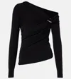 Veronica Beard Lozea Asymmetric Embellished Stretch-mesh Top In Multi