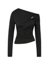 Veronica Beard Lozea Asymmetric Embellished Stretch-mesh Top In Black