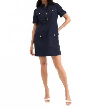 Veronica Beard Lucca Cotton-blend Poplin Mini Shirt Dress In Blue
