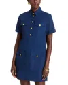 Veronica Beard Lucca Short-sleeve Cotton Shirtdress In Navy