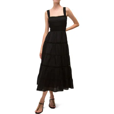 Veronica Beard Lucien Picot Trim Lace Inset Dress In Black