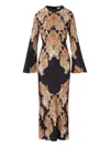 Veronica Beard Lupita Tapestry Print Long Sleeve Silk Blend Dress In Multi