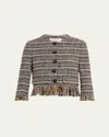 Veronica Beard Lyons Fringe Italian Tweed Jacket In Multi
