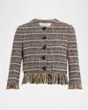 Veronica Beard Lyons Fringe Italian Tweed Jacket In Multi