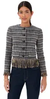 Veronica Beard Lyons Tweed Fringe Jacket In Multi