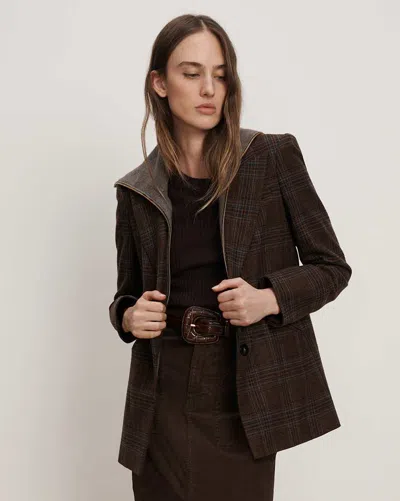 Veronica Beard Maci Plaid Dickey Jacket In Brown