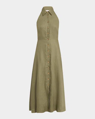 Veronica Beard Mackey Button-front A-line Dress In Stone Army
