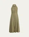 Veronica Beard Mackey Button-front A-line Dress In Stone Army