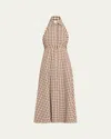 Veronica Beard Mackey Button-front Gingham Midi Dress In Light Chickorydove