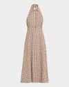 Veronica Beard Mackey Button-front Gingham Midi Dress In Light Chickorydove