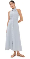 Veronica Beard Mackey Sleeveless Seersucker Midi Dress In Blue/white
